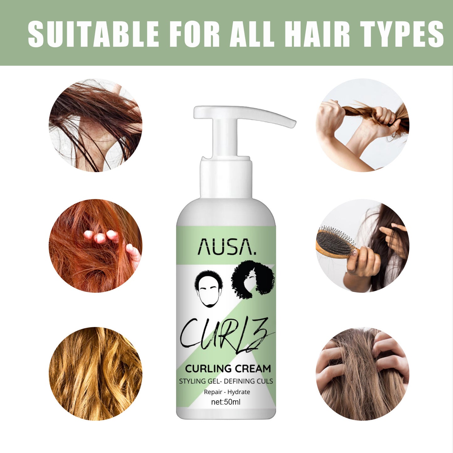 50ml Hair Curl Elastin Spray - Moisturizing & Protecting Hair Care