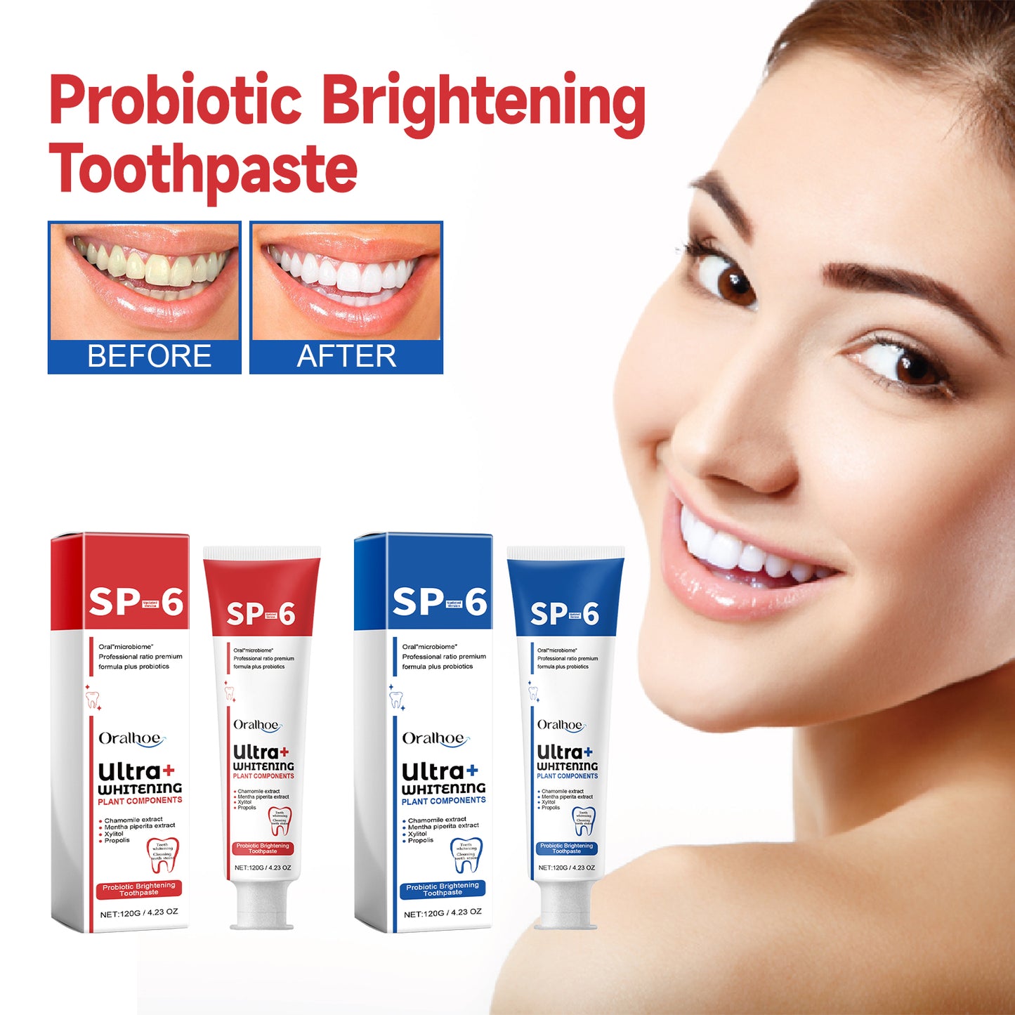 Probiotic Whitening Toothpaste 120g Blue Edition - Deep Clean & Brighten Teeth