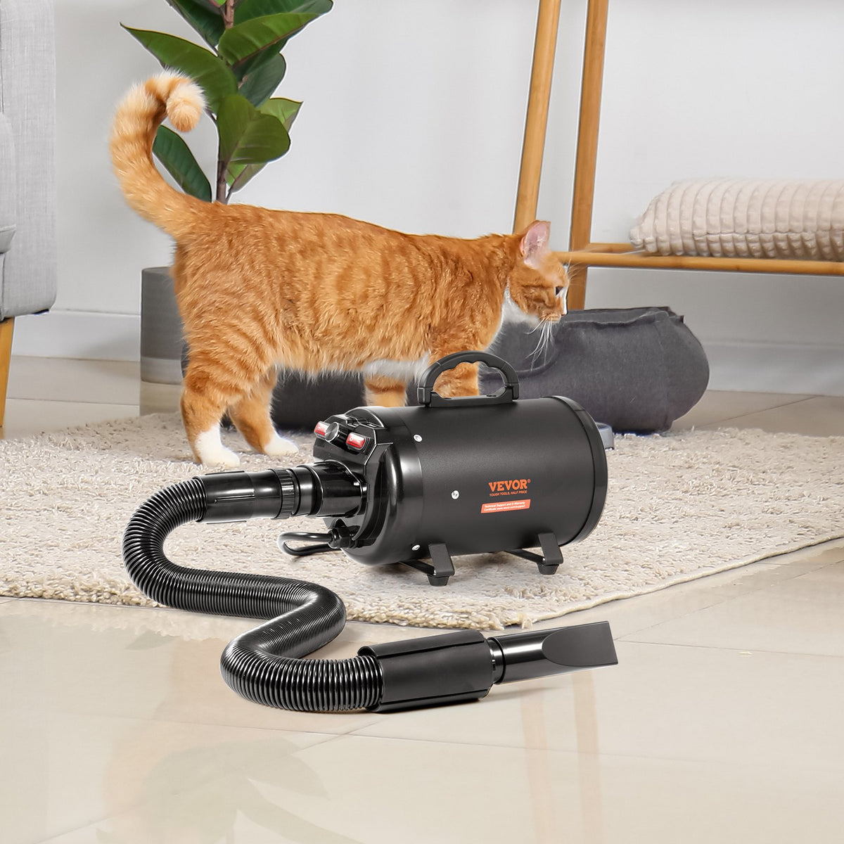 2800W Dog Dryer Pet Grooming Hair Blower with Nozzles & Adjustable Speed