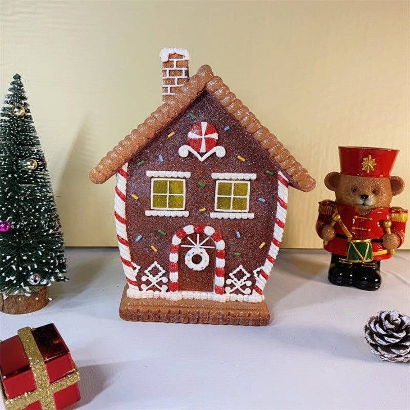 Christmas Gingerbread Man Decoration with Light - Resin Holiday Ornament