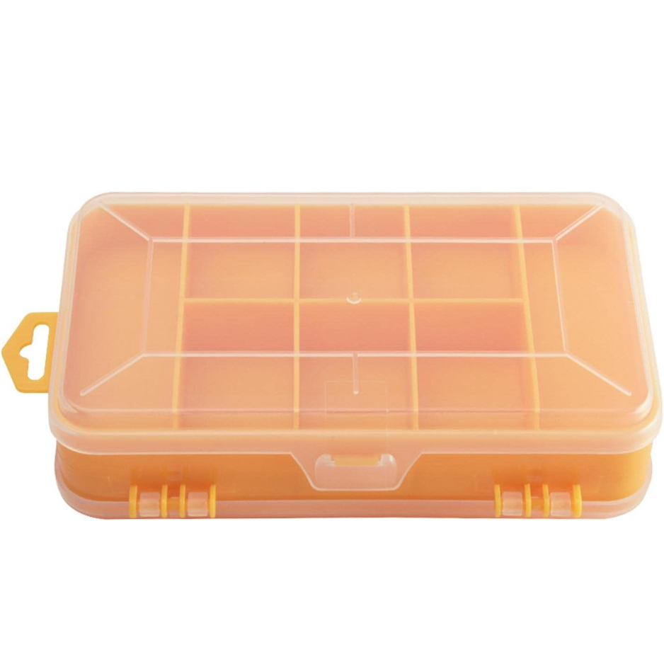 Double-Sided Screw Organizer Box - 13 Grid Hardware Storage Case - Yellow
