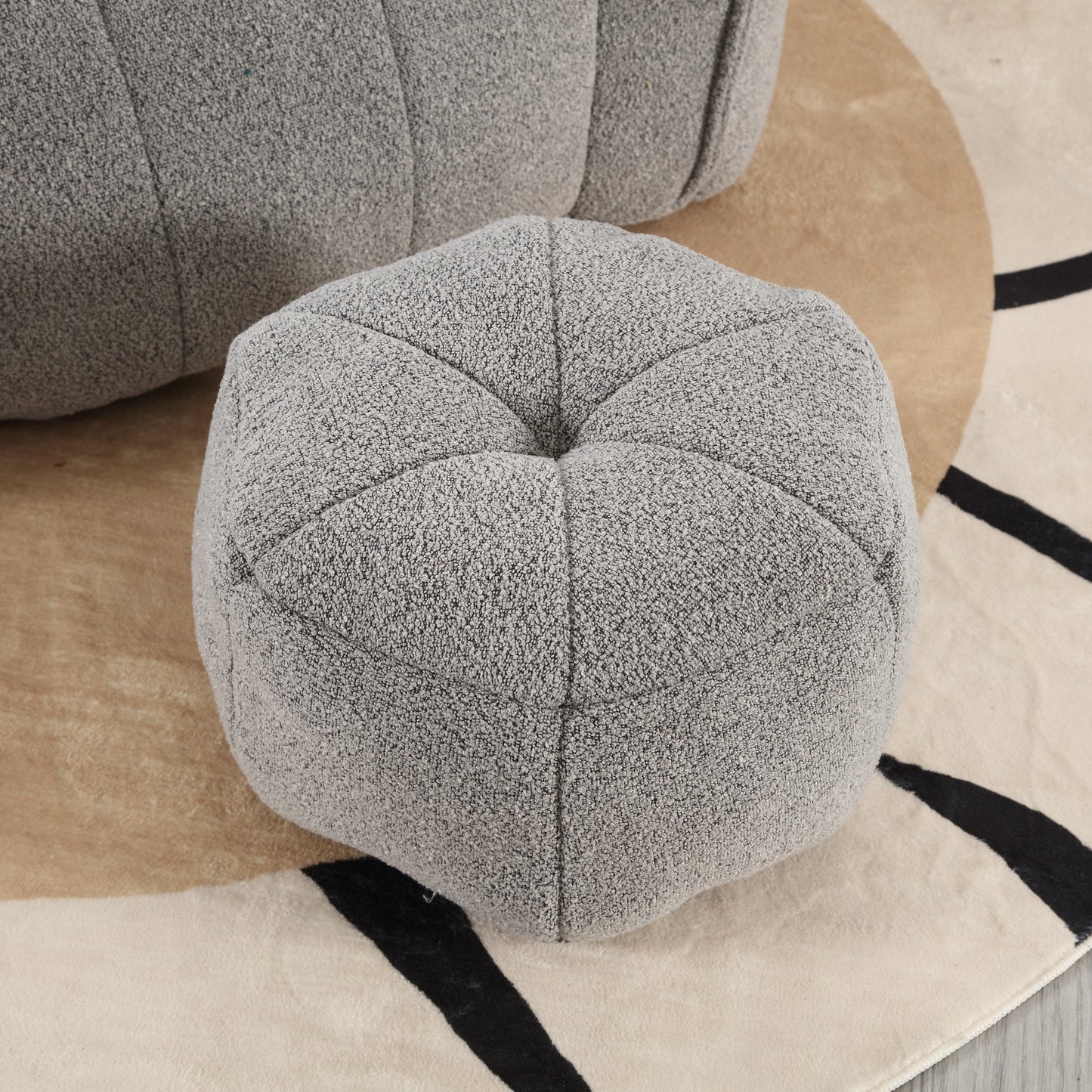 Soft Chenille Bean Bag Chair with Foam - Grey