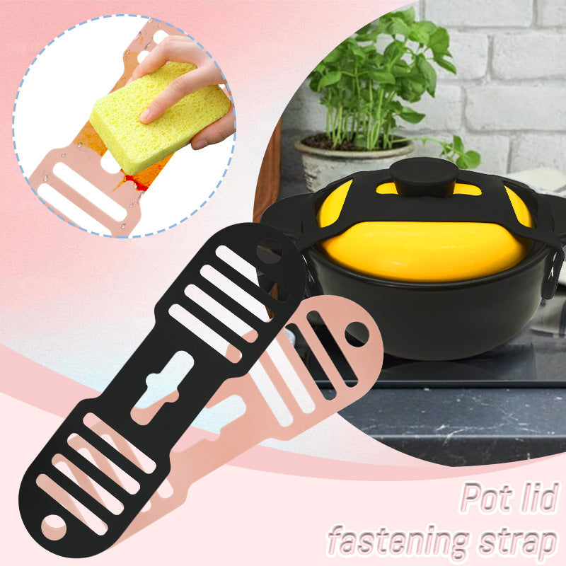 Silicone Pot Cover Fixing Band - Stretchable Kitchen Lid Clamp