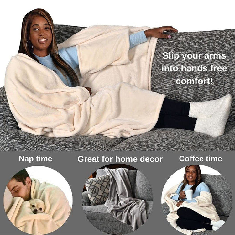 Soft Flannel Wearable Blanket for Home & Outdoors - Cozy Warm Throw
