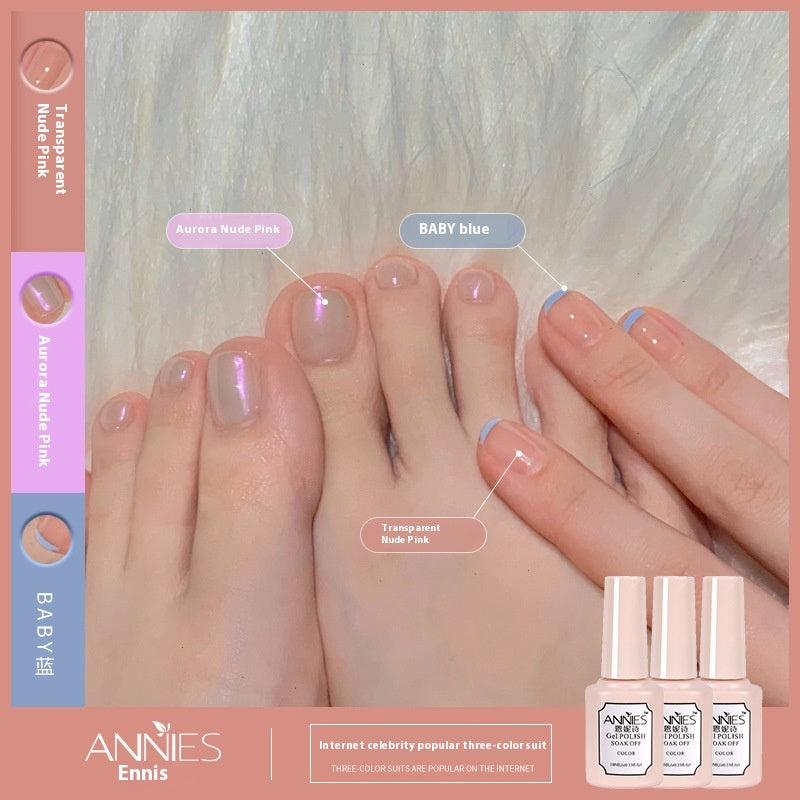 Three-Color Gel Nail Polish Set for Manicure - Nude, Purple, Orange