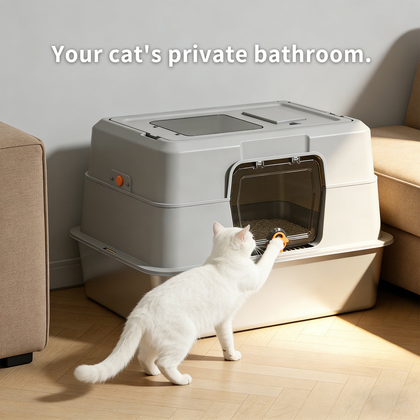 Fully Enclosed Stainless Steel Cat Litter Box with Self Pickup Option