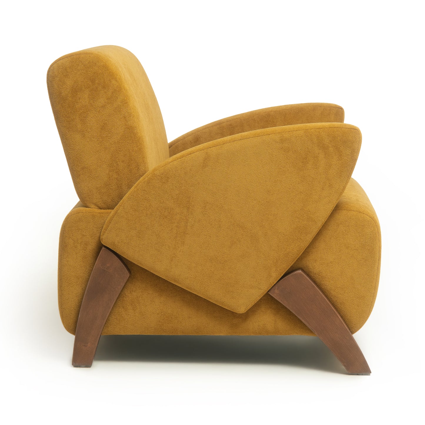 28-Inch Velvet Lounge Chair with Birch Legs - Turmeric