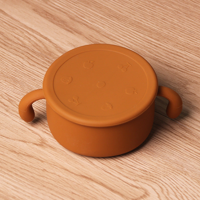 Children's Silicone Snack Bowl with Dustproof Lid and Handles for Kids