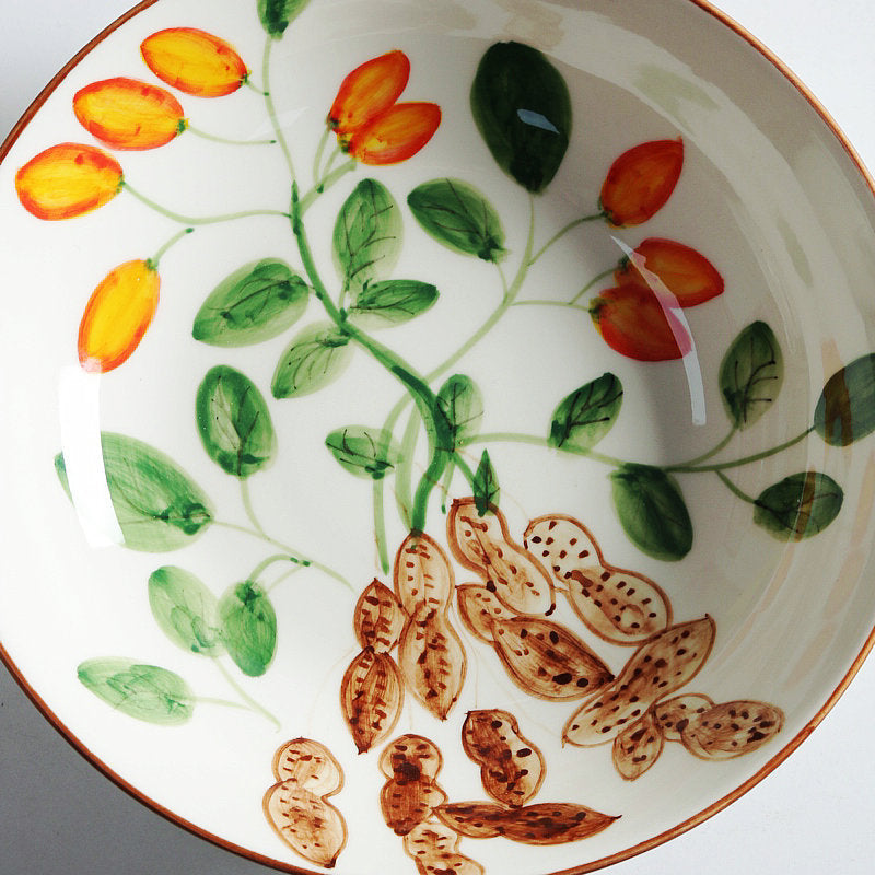 Hand Painted Ceramic Dinner Plate - Underglaze Color Japanese Style Tableware