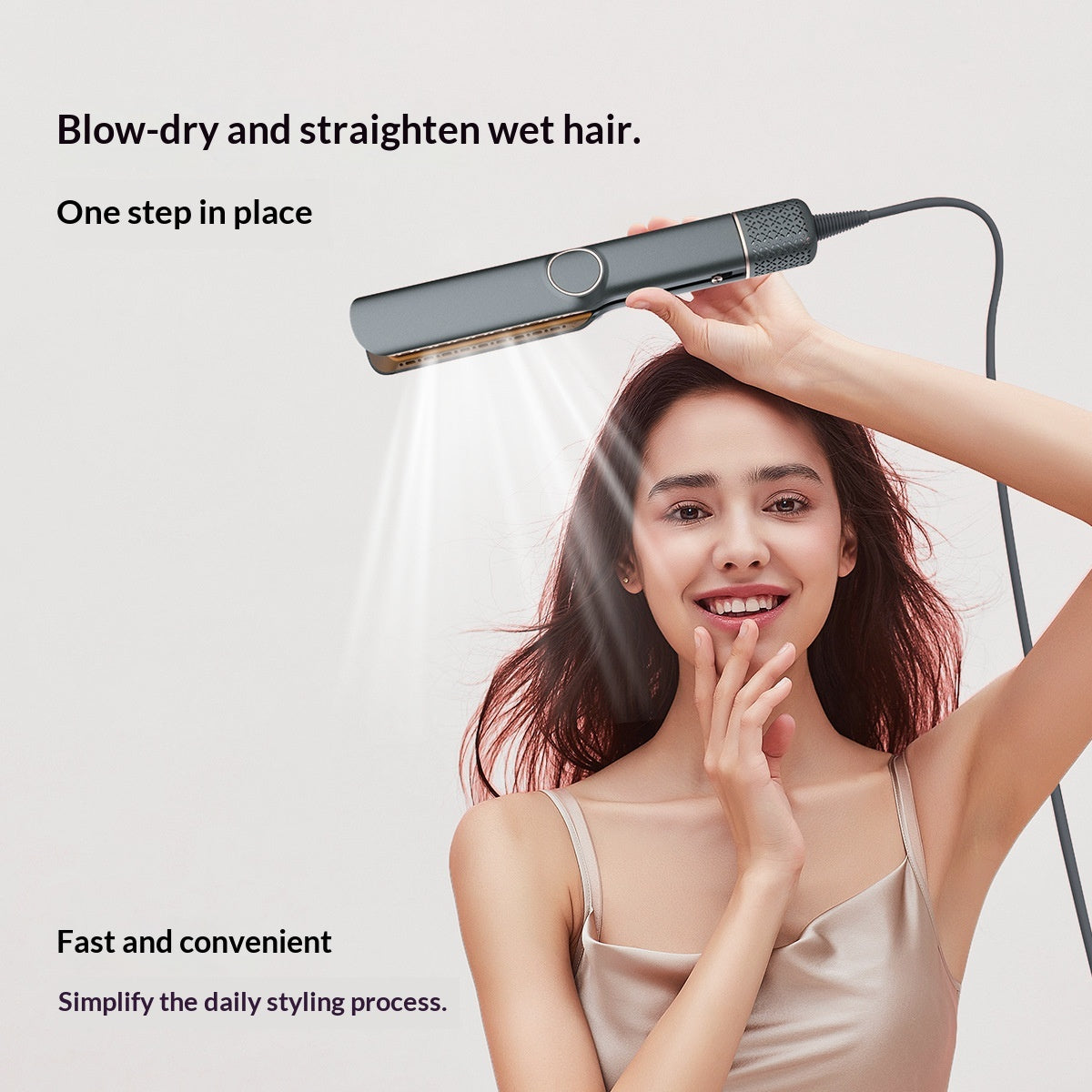 Dual-Use Hair Dryer Comb with Straightening & Curling - 1300W EU 220V