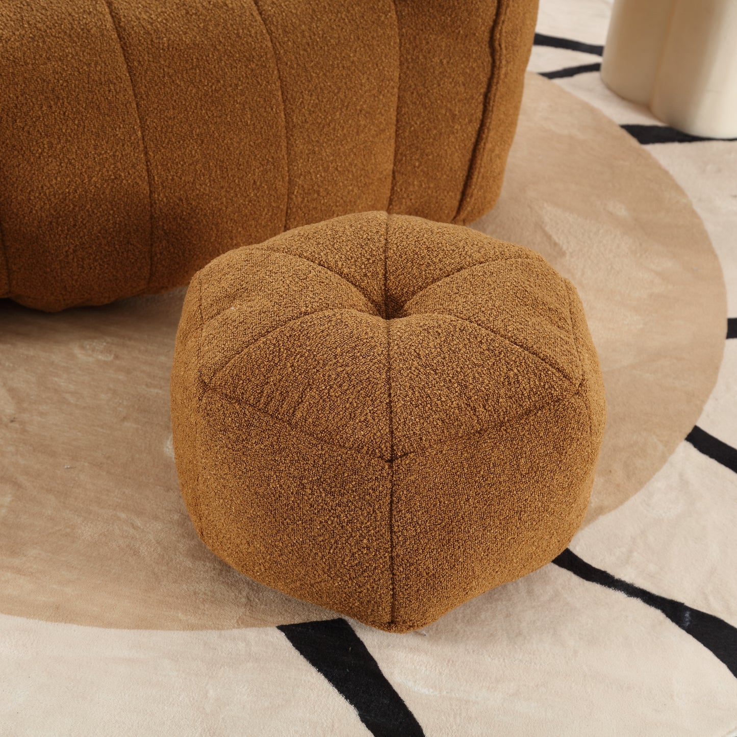 Soft Chenille Bean Bag Chair with Foam Filler - Khaki & Yellow