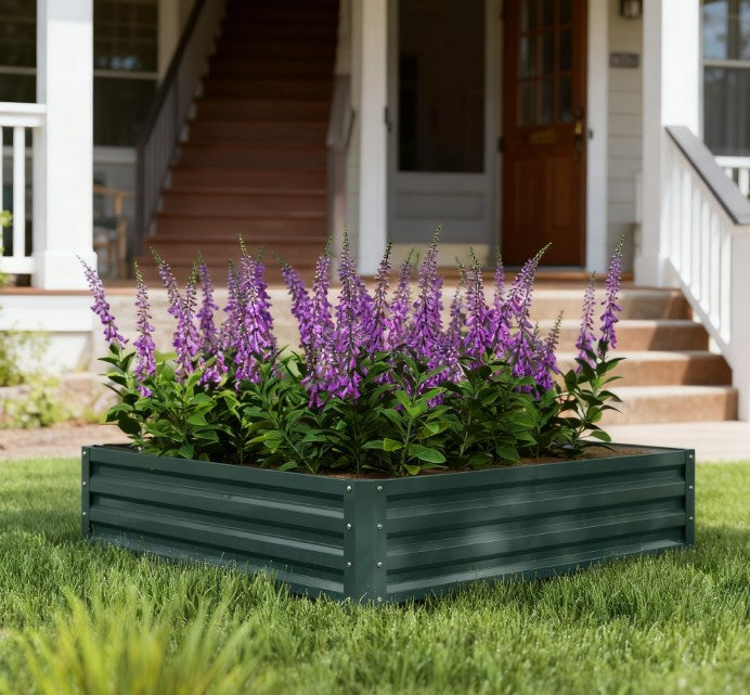 Galvanized Metal Planter Box - Easy Assembly Raised Garden Bed - Green