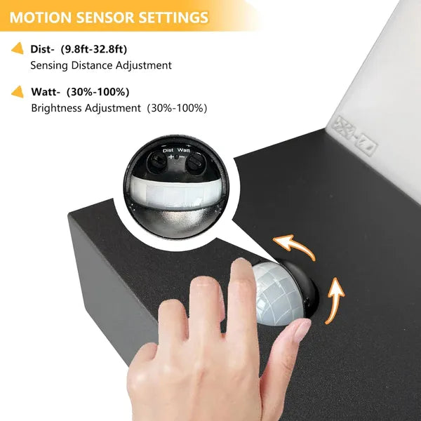 Outdoor LED Wall Light with Motion Sensor - Black Wall Sconce Lamp