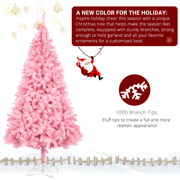 6ft Pink PVC Christmas Tree - Lush Holiday Decoration