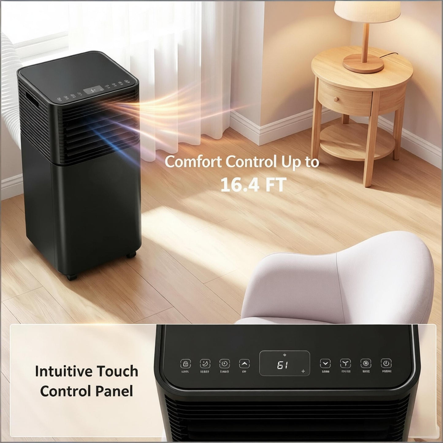 Portable Air Conditioner - 10,000 BTU Cooling - Black