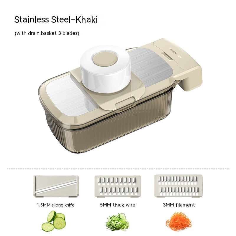 Multi-function Vegetable Chopper with Blades & Basket - Kitchen Grater for Potatoes & More