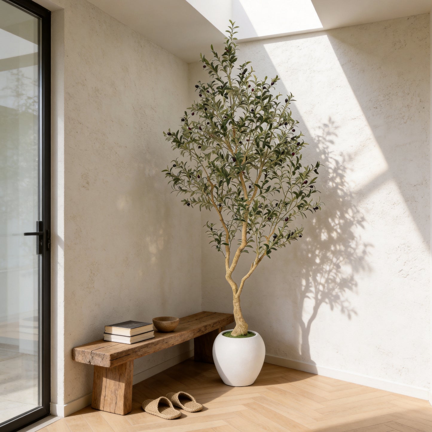 8.2FT Artificial Olive Tree in Chic White Planter - Indoor & Outdoor Decor