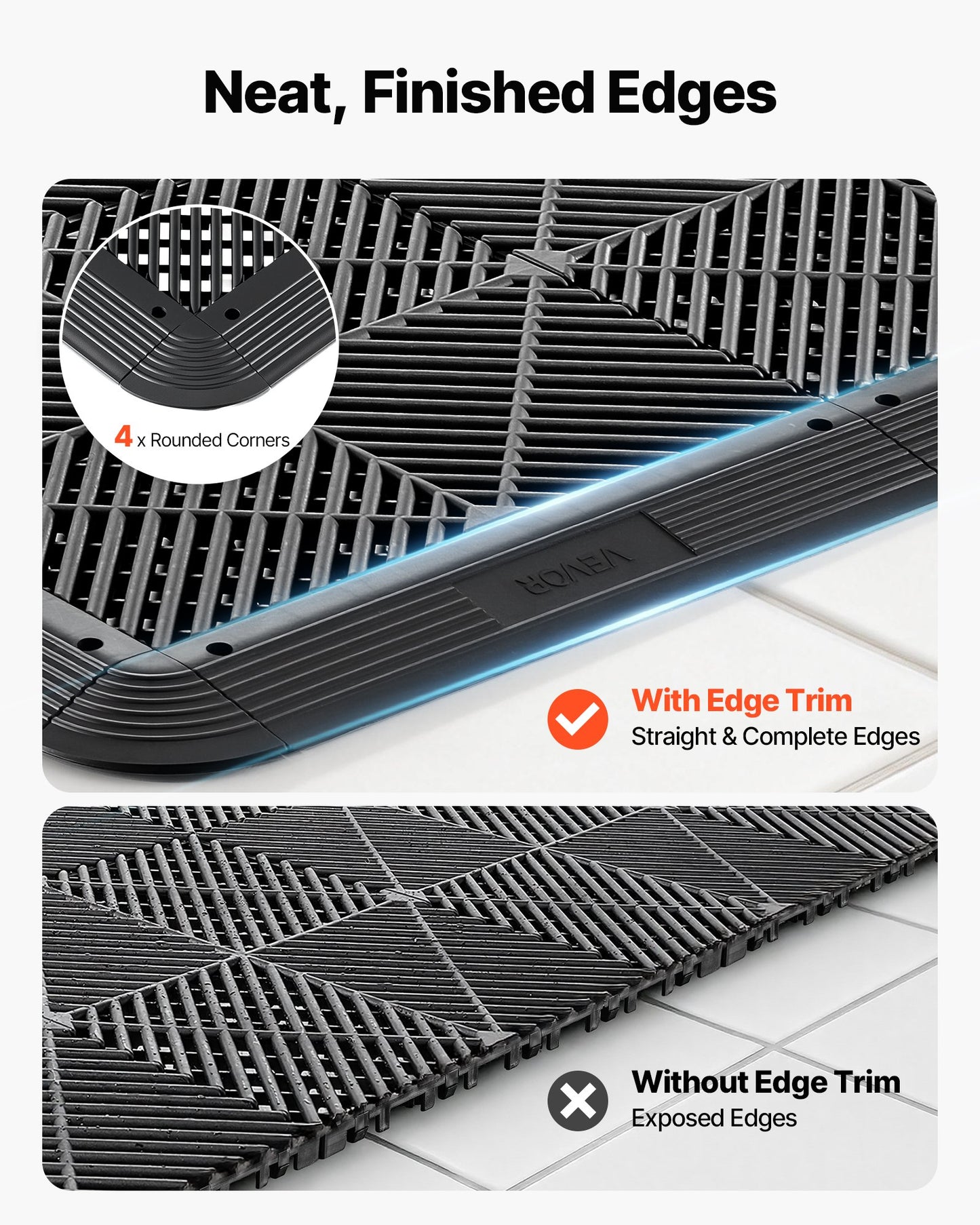 11-Piece Garage Floor Edging Kit - Interlocking Modular Drainage Protection