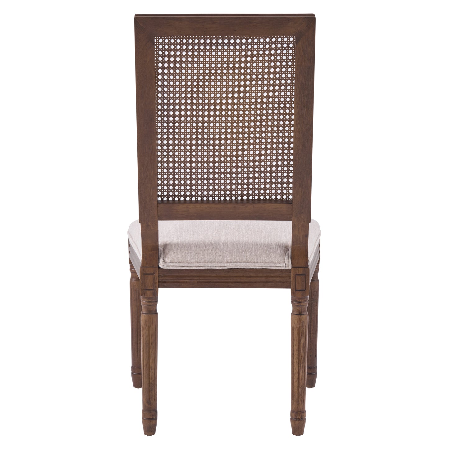 French Country Dining Chairs - Upholstered Cane Backrest - Set of 2