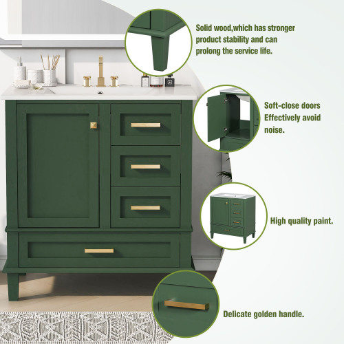 30" Bathroom Vanity Set with Sink Combo and Soft Closing Door