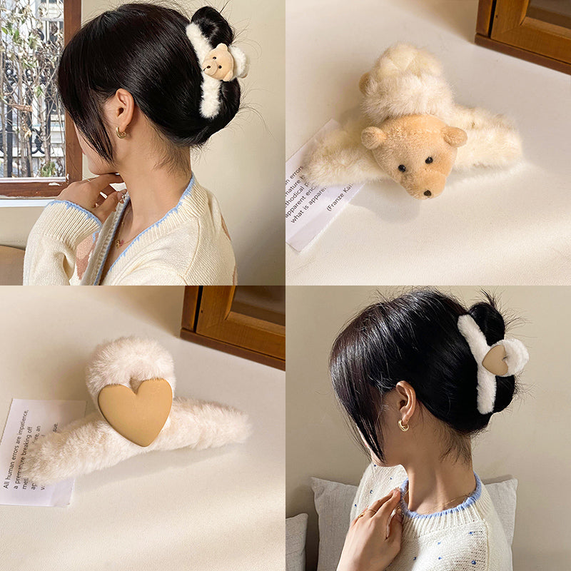 Plush Female Bowknot Shark Hair Clip - Big Head Accessory