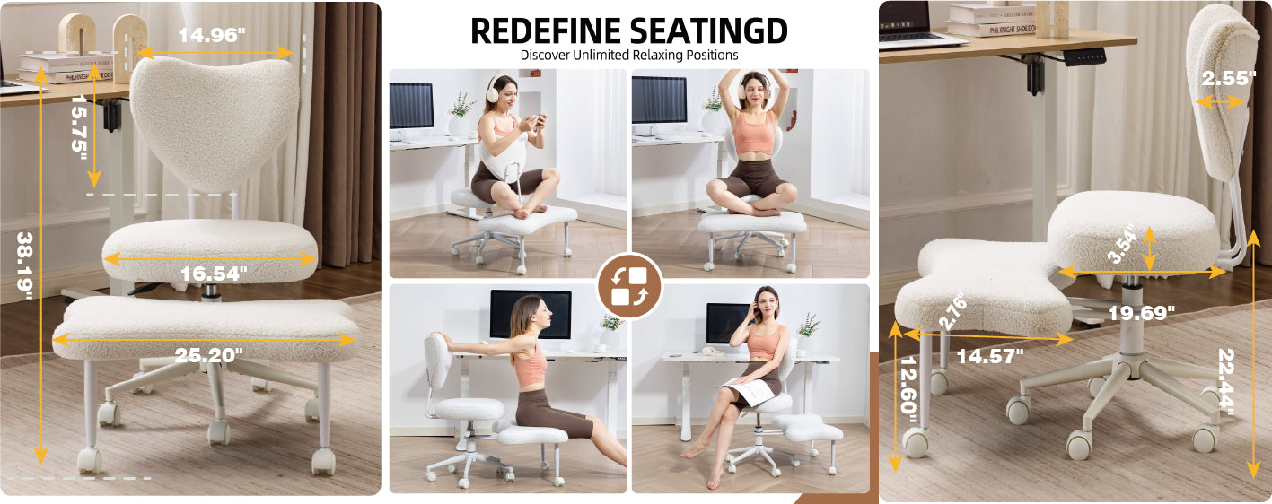 Ergonomic Meditation Chair with Lumbar Support - Beige