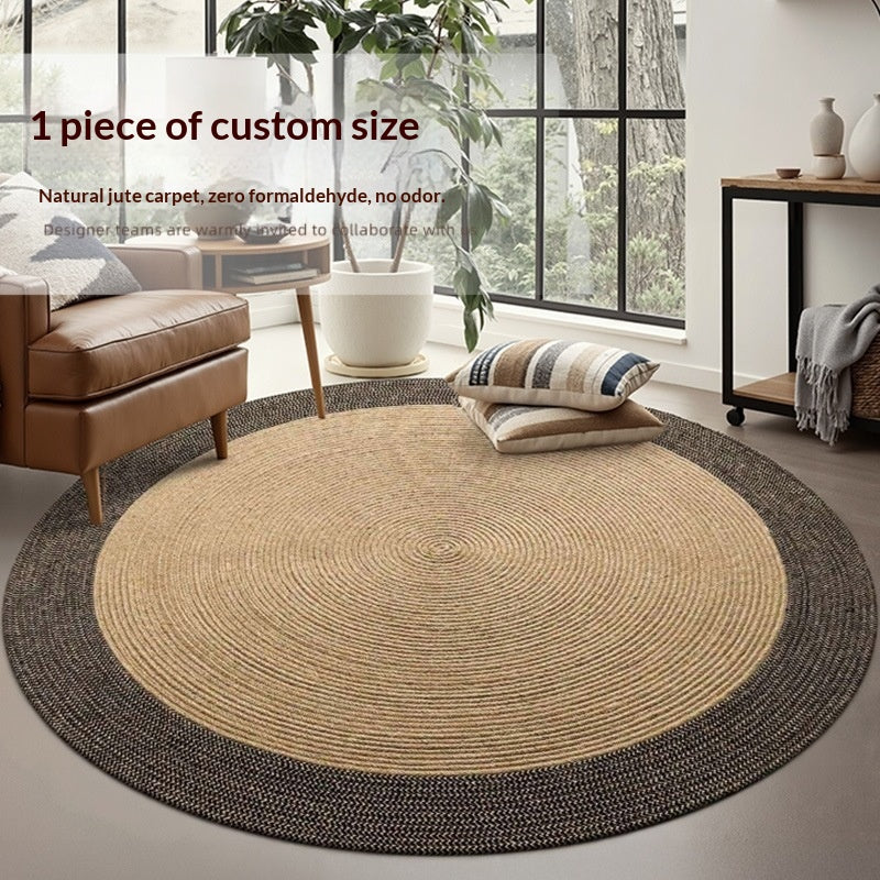 Natural Jute Round Rug - Nordic Style Floor Mat for Living Room & Home