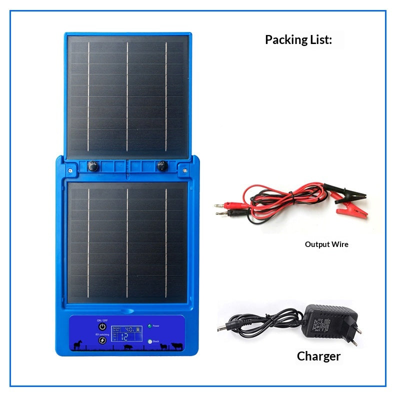 Solar Electronic Fence All-in-One Machine with Adjustable Voltage - Blue