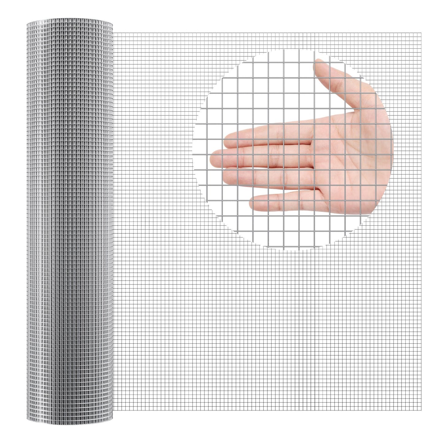 Galvanized Wire Mesh Roll 1/2-Inch Small Animal Fencing for Garden, 48in x 100ft