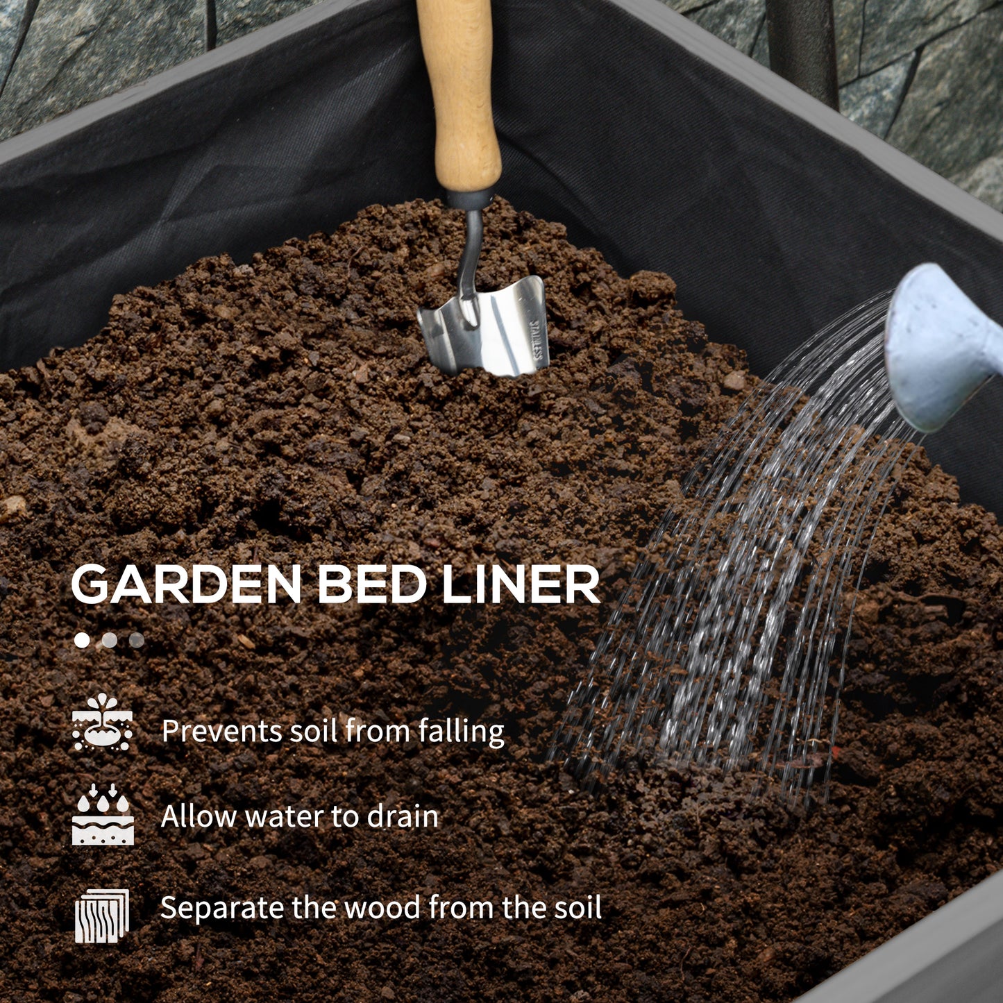 Large Wooden Raised Garden Bed with Legs, Drainage Holes & Liner - Gray