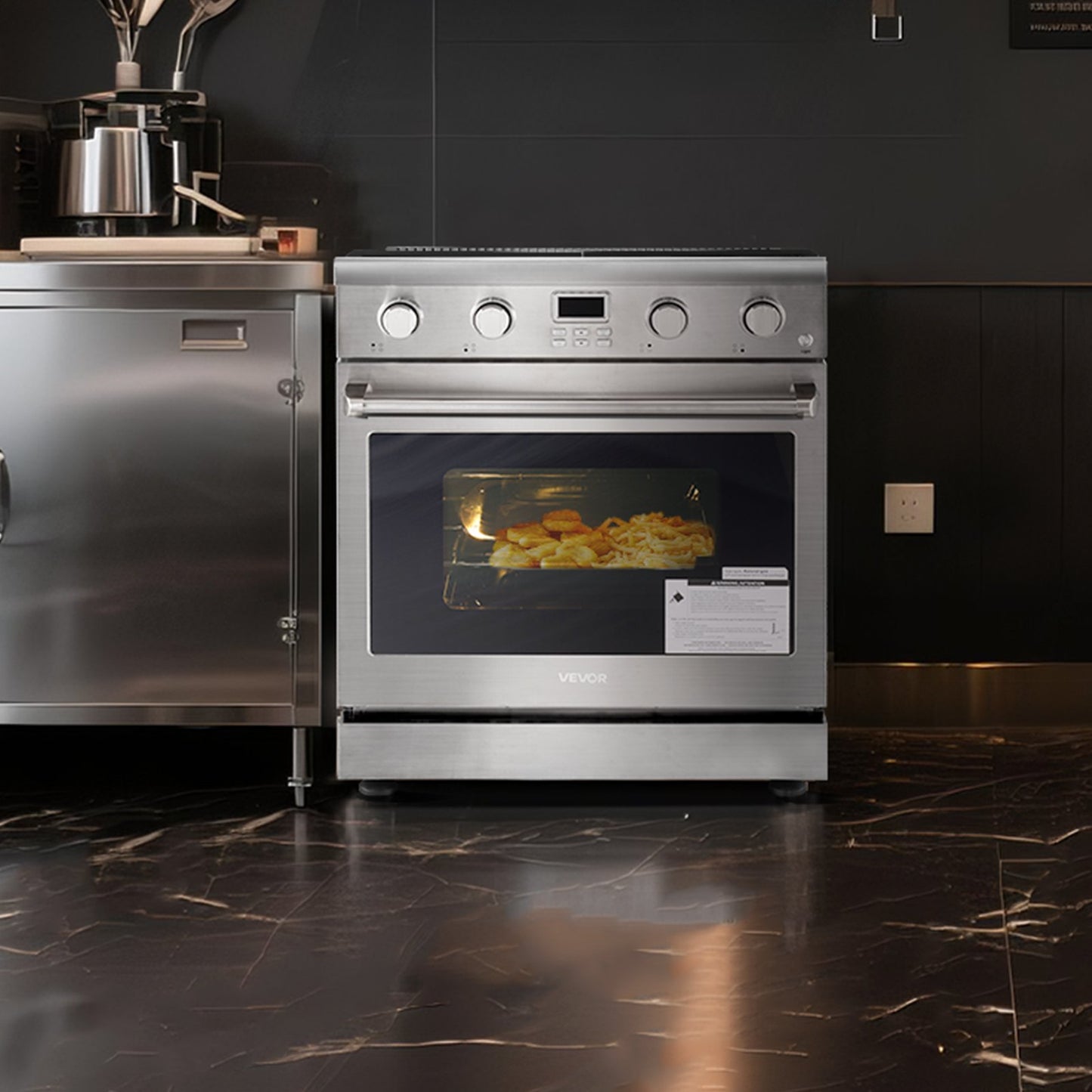 4-Burner Gas Range Oven with Convection - Stainless Steel Kitchen Appliance