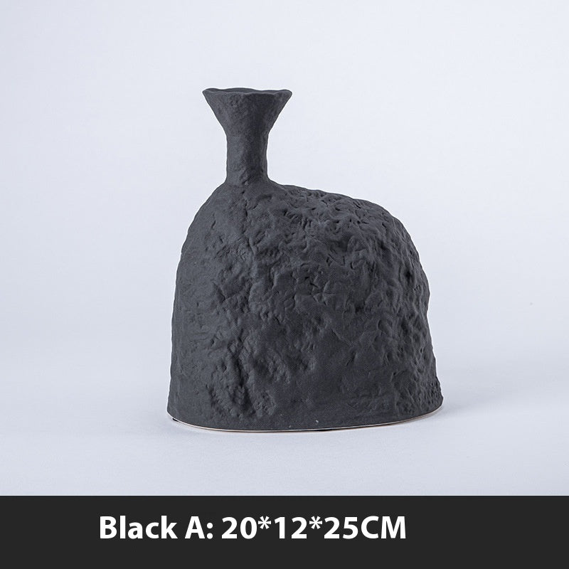 Geometric Flower Ceramic Vase - Modern Black & White Decor