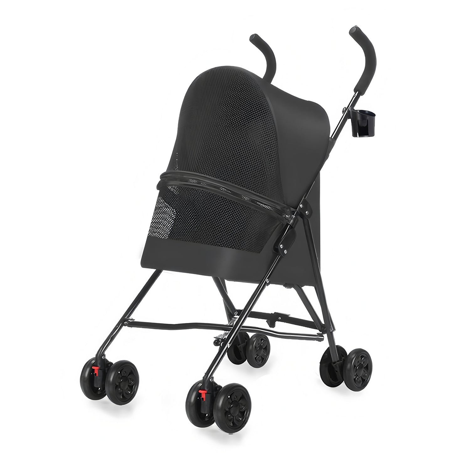 Pet Stroller for Small Dogs Cats with Mesh Ventilation Foldable Design Black