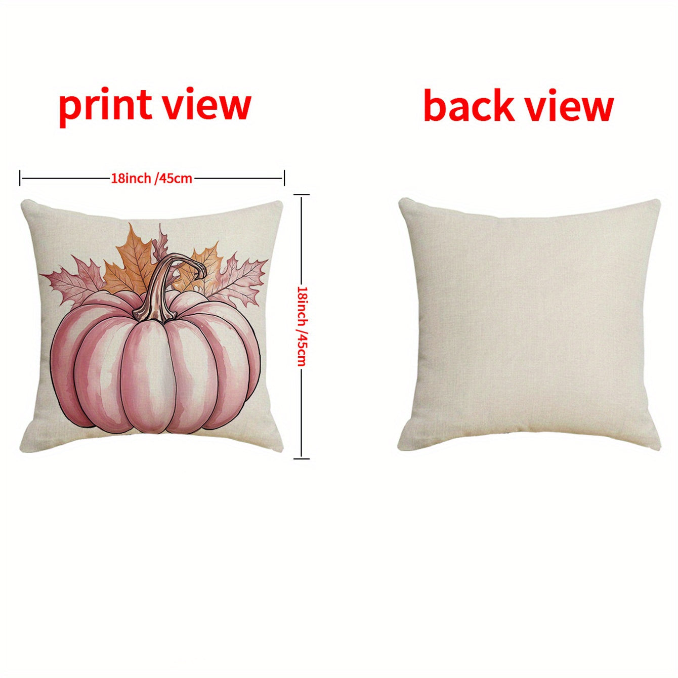 Fall Pillow Covers - 4 Pack 18x18in Pumpkin & Maple Leaf Decor