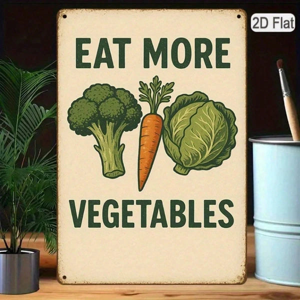 Retro Eat More Veggies Metal Tin Sign - 8x12 Inch