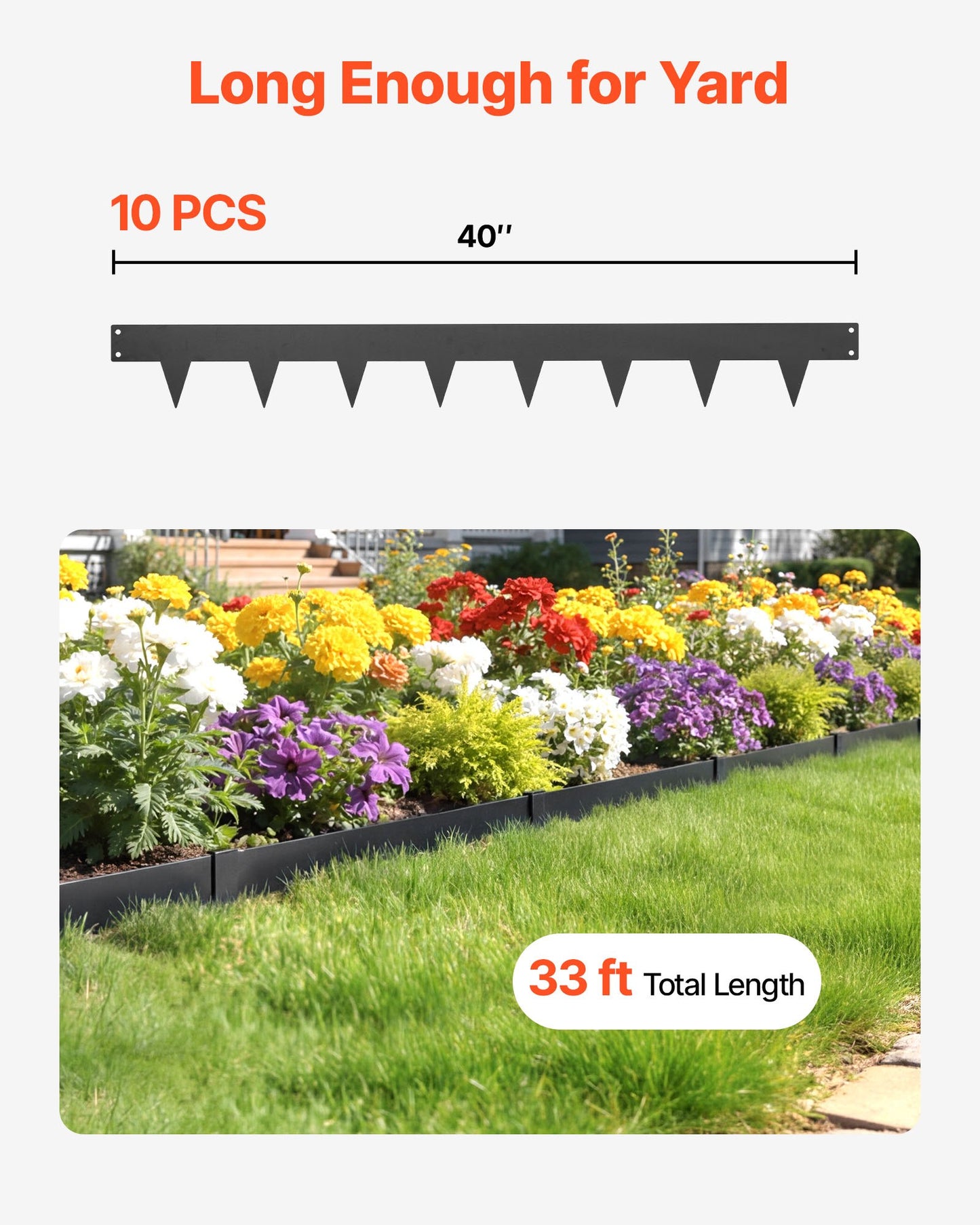 Galvanized Steel Landscape Edging 10-Pack, Black Garden Border for Flower Beds & Walkways