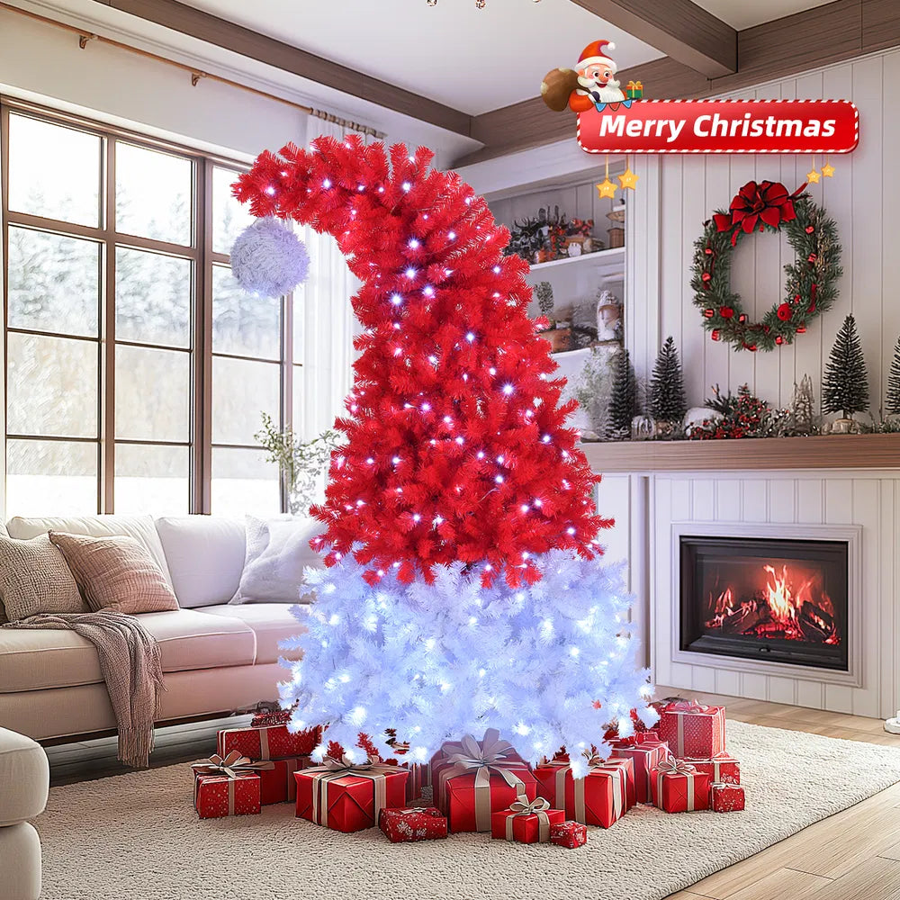 6 FT Santa Hat Style Pre-lit Christmas Tree with 300 Lights