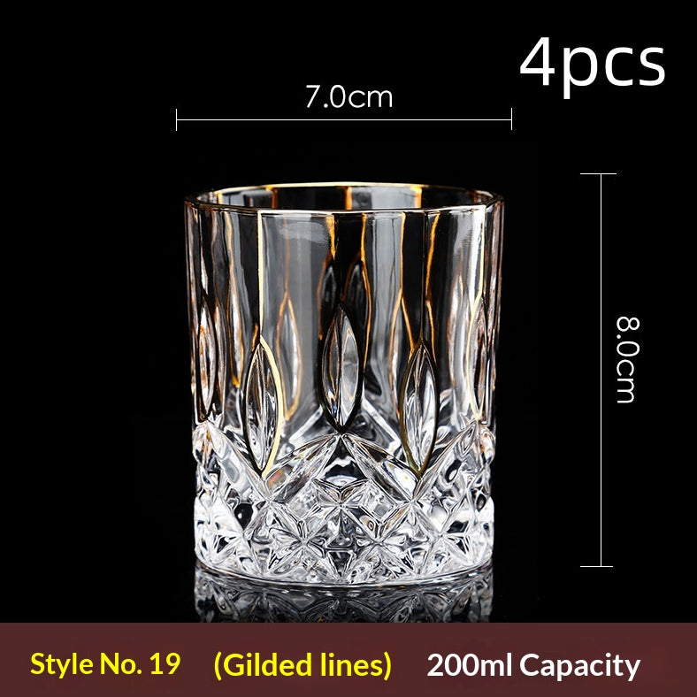 Large Gold-Trimmed Gin Crystal Glass - Vintage Drinkware for Bar & Kitchen