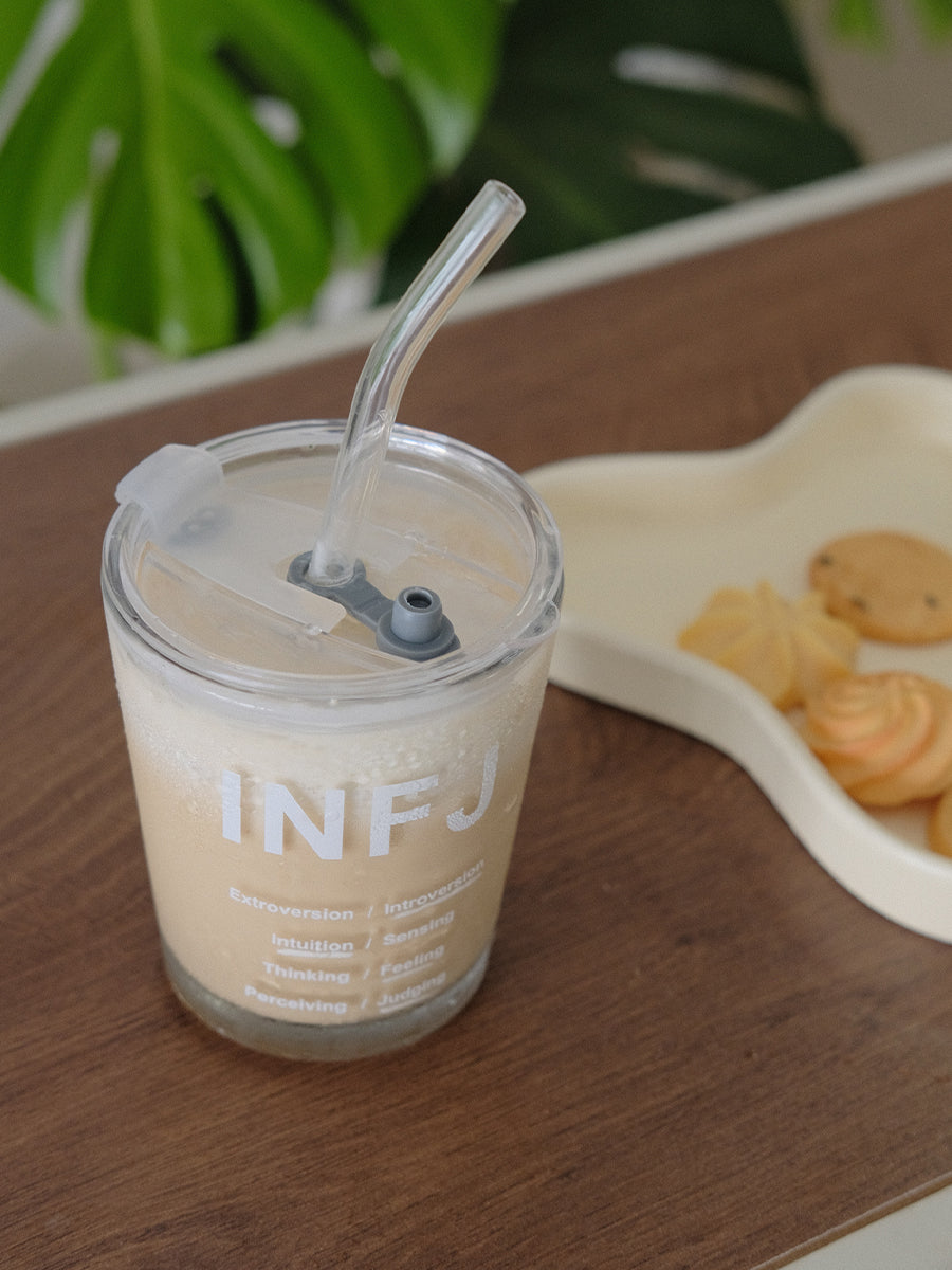 Glass Cup with Cover and Straw - Portable Drinkware for Kitchen & Dining