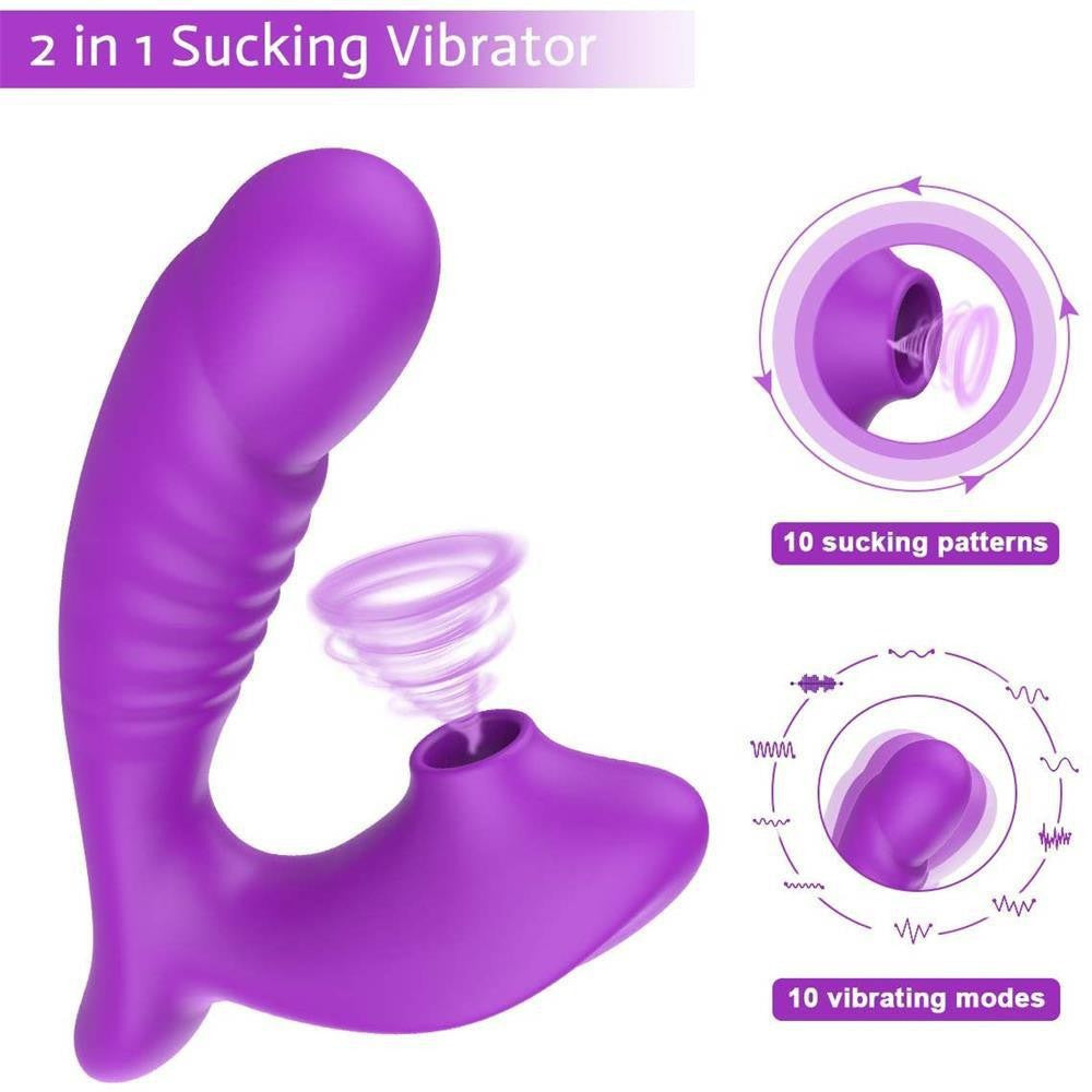 G-Spot Vibrator with 10 Vibration & Suction Modes - Purple
