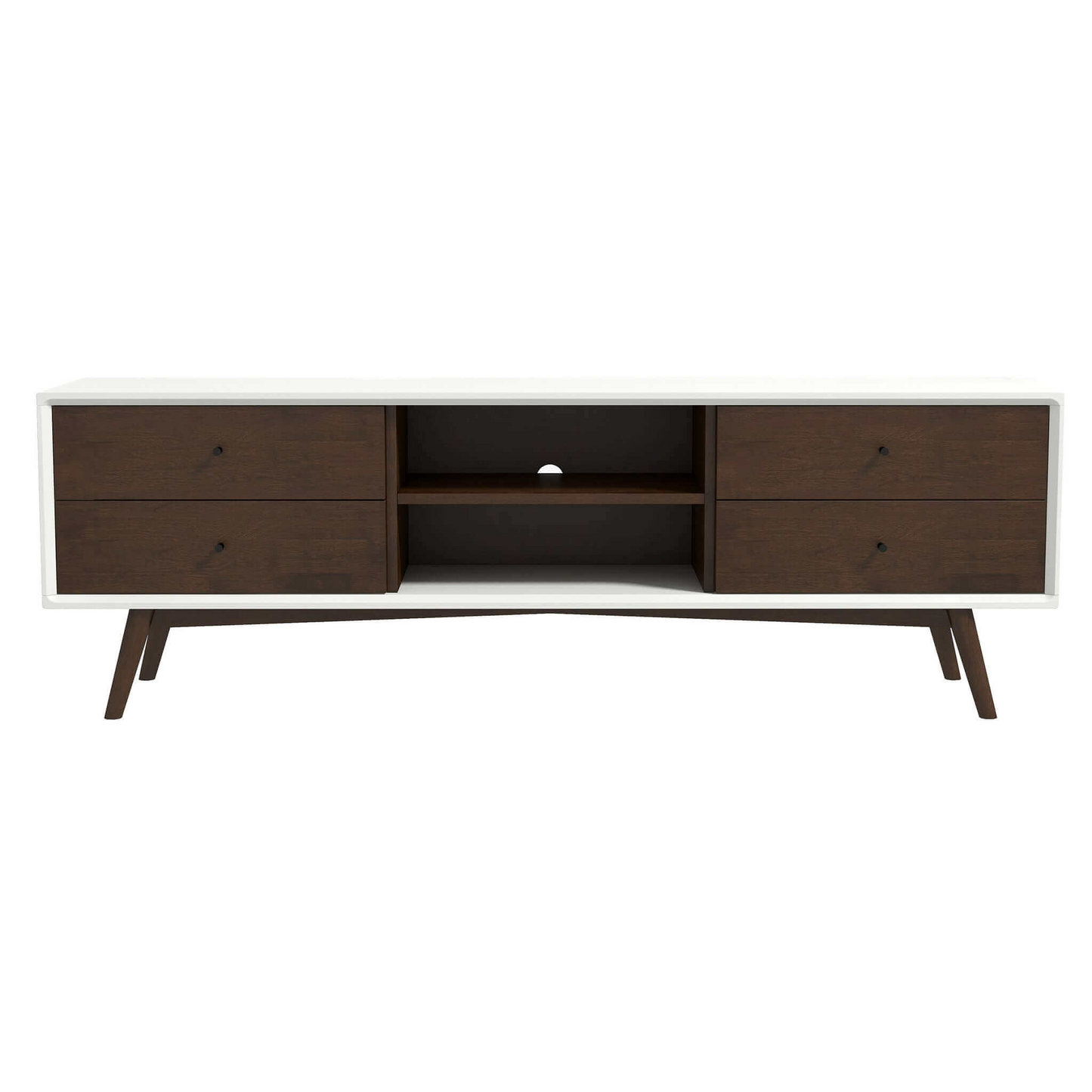 Caroline Walnut White TV Stand Up To 72 For Living Room Decor