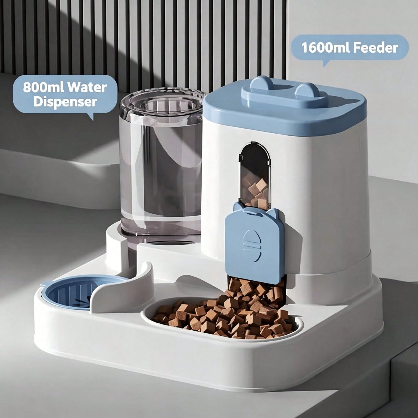 Large Capacity Gravity Pet Feeder and Water Dispenser for Cats and Small Animals