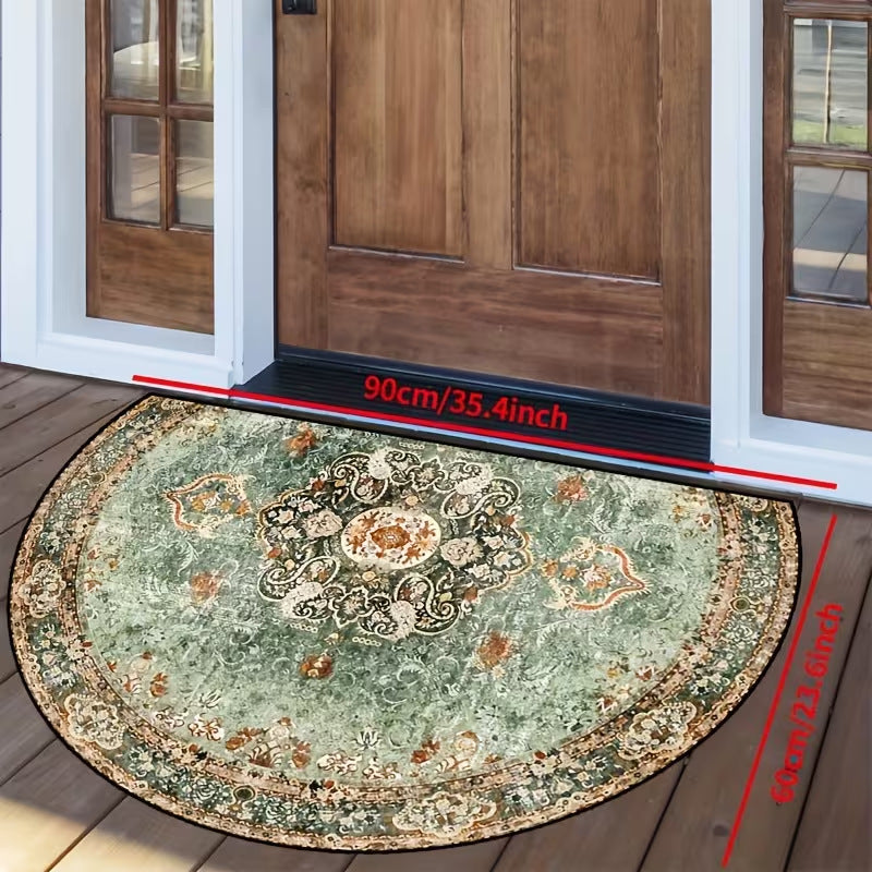 Crystal Velvet Semi-Circular Anti-Fouling Floor Mat - Multiple Sizes & Styles