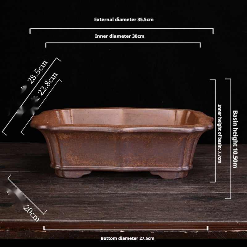 Purple Sand Antique Rectangular Flowerpot - Classic Handmade Home Decor