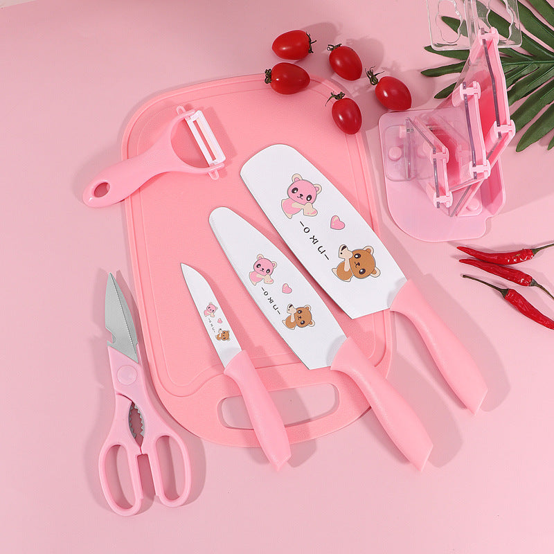 5-Piece Kitchen Knife and Fruit Chopping Board Set - Multiple Colors