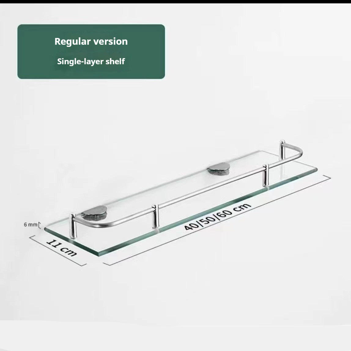 Rectangular Glass Shelf – Dual-Purpose Wall-Mounted Storage for Kitchen & Bathroom