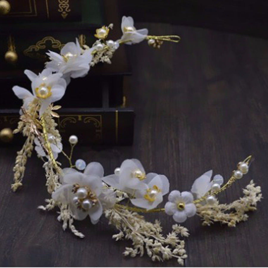 Wedding Hair Accessory with Dried Baby's Breath Floral Headband for Bride
