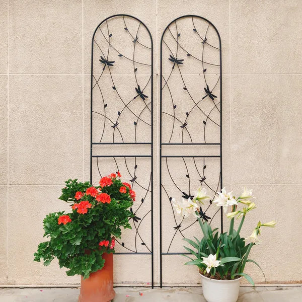 Metal Garden Trellis - 86.7" x 19.7" Rustproof Support for Climbing Plants - Black