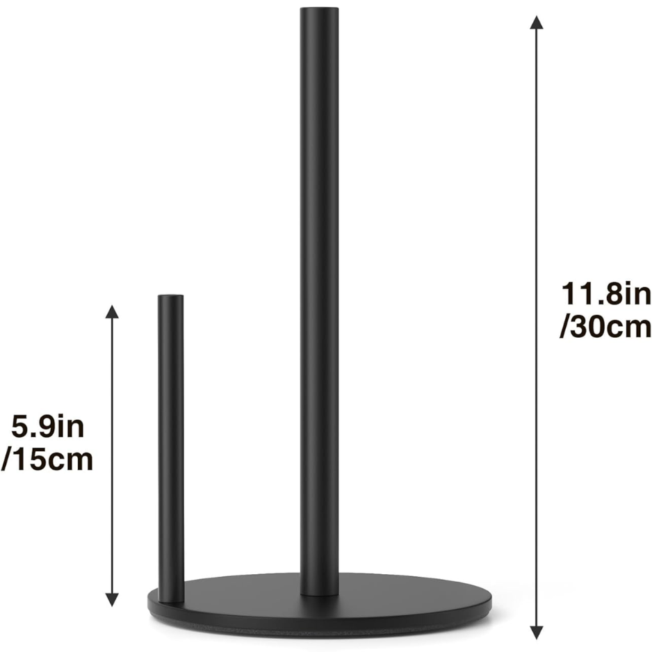 Premium Black Stainless Steel Paper Towel Holder with Weighted Base