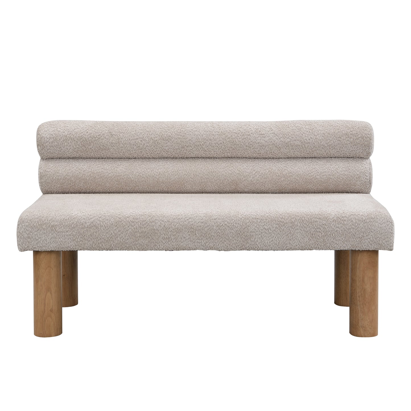 Upholstered Dining Bench with Rubber Wood Legs - Light Grey